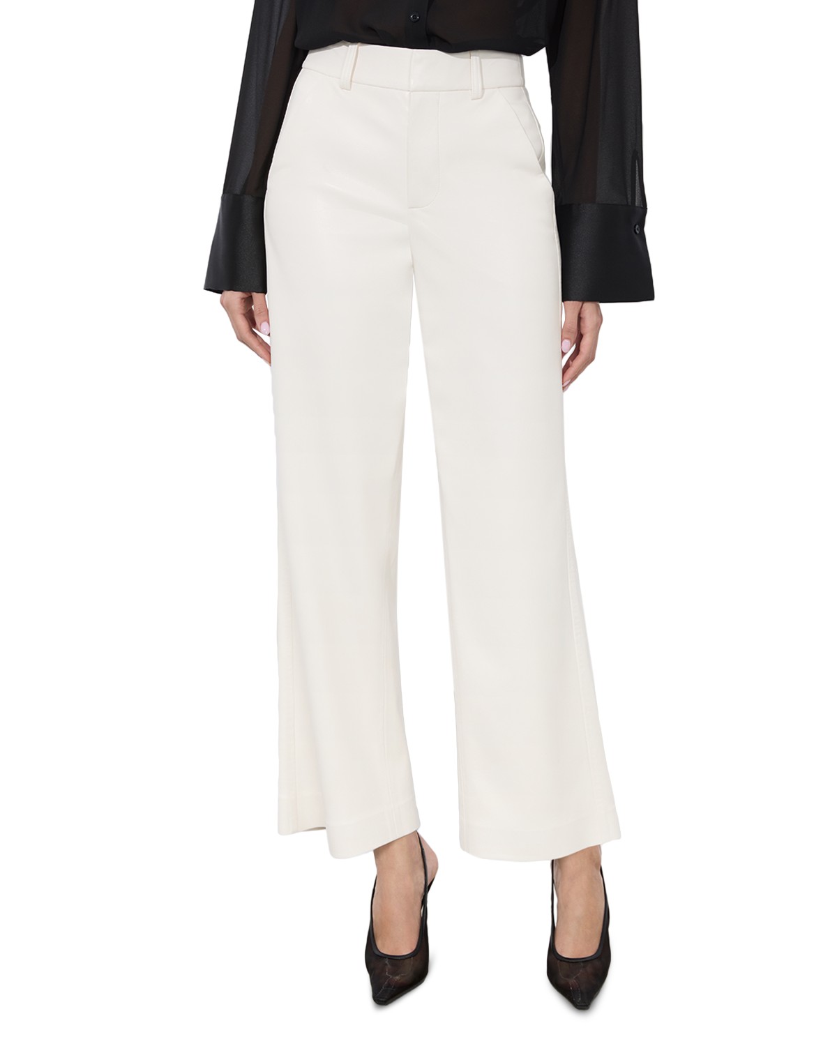 Alexander Faux Leather High Rise Slim Straight Ankle Trousers