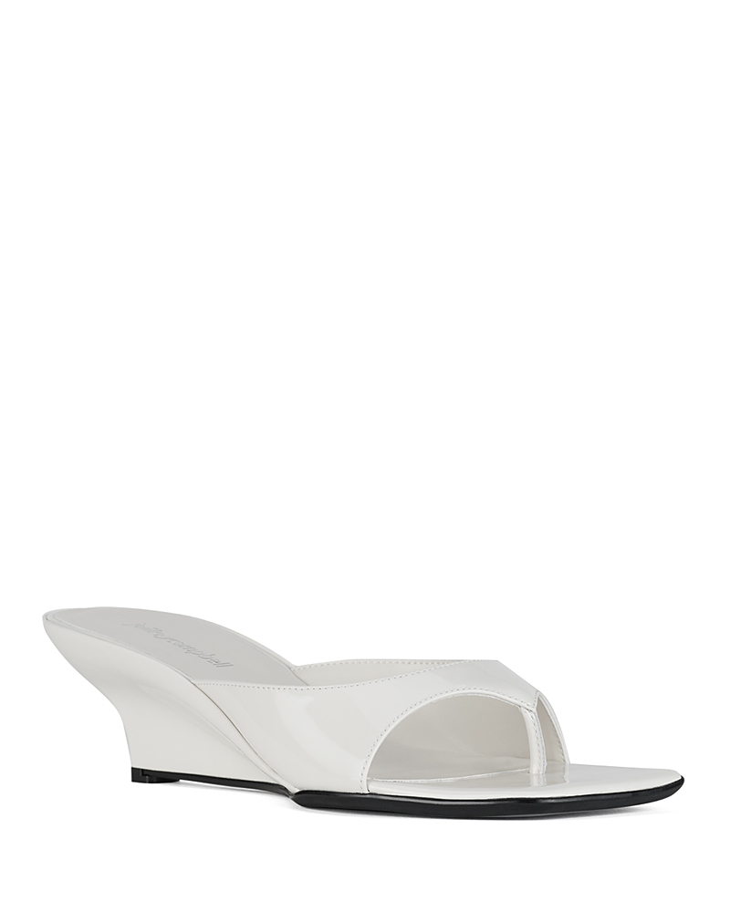 Jeffrey Campbell Honey-bun Sculpted Demi-wedge Sandals In White Patent