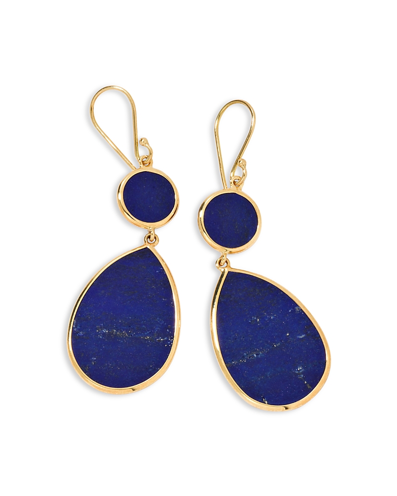 Ippolita 18k Yellow Gold Rock Candy Lapis Snowman Drop Earrings In Blue