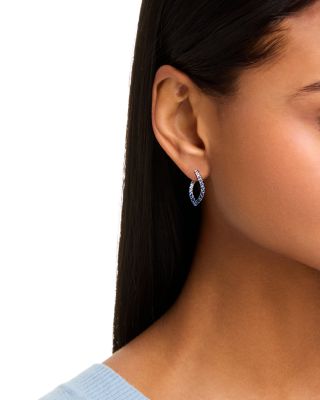 Blue & White Sapphire Ombr&eacute; Spiral Front-to-Back Earrings in 14K White Gold
