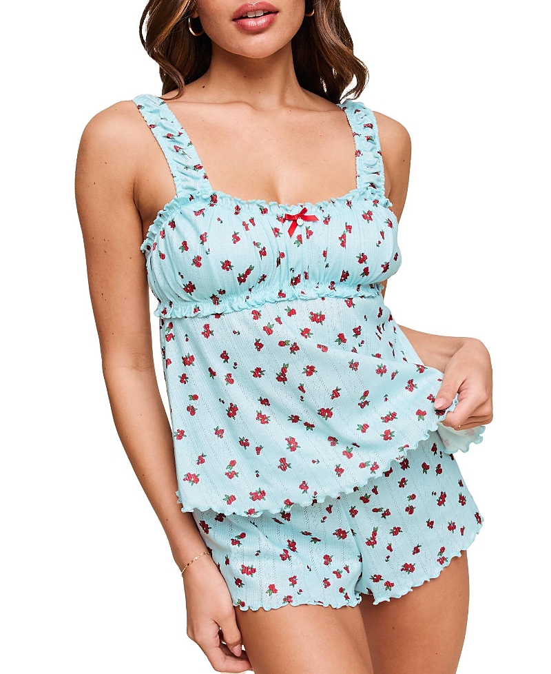 Adore Me Leanore Women's Tank & Shorts Pajama Set In Floral Blue