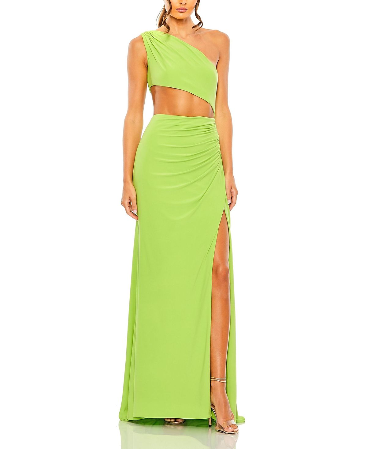 Mac Duggal Cut Out One Shoulder Ruched Back Gown
