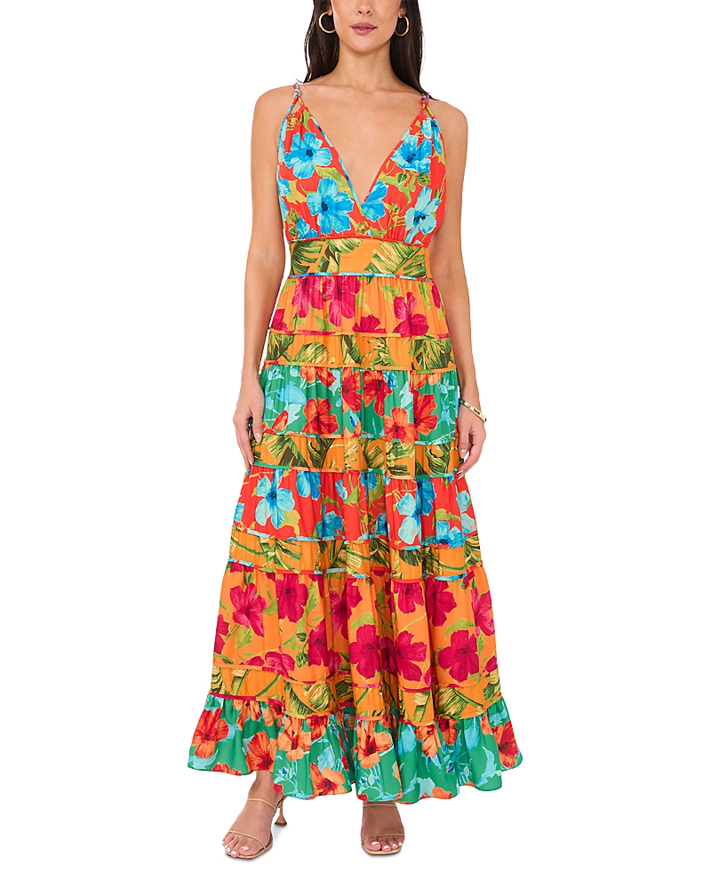 Shop Vince Camuto Printed Tiered Maxi Dress In Tiger Lily