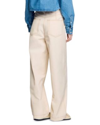 Lace Up High Rise Jeans in Sand