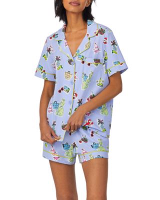 Printed Short Sleeve Boxer Pajama Set