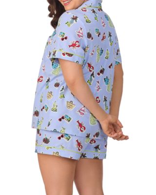 Printed Short Sleeve Boxer Pajama Set