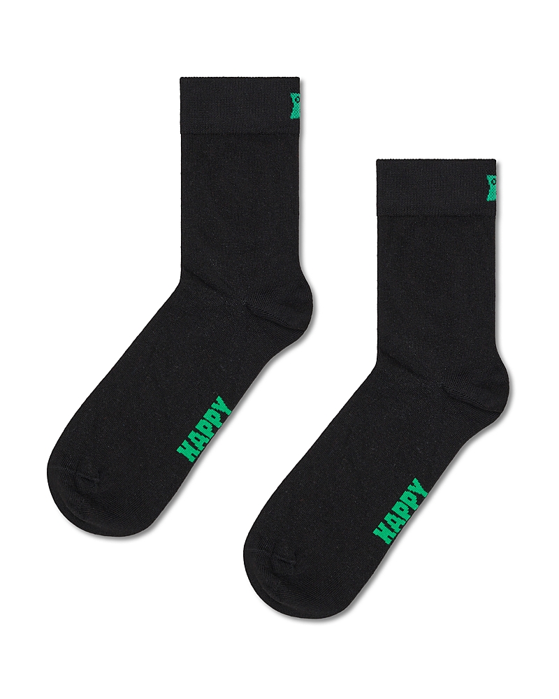 Happy Socks Solid 1/2 Crew Socks In Black