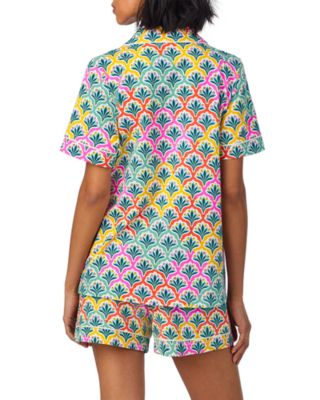 Printed Short Sleeve Boxer Pajama Set