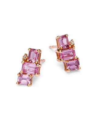 Bloomingdale's Fine Collection - Pink Sapphire & Diamond Stud Earrings in 14K Rose Gold