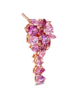 Fine Collection Multicolor Pink Sapphire & Diamond Drop Earrings in 14K Rose Gold