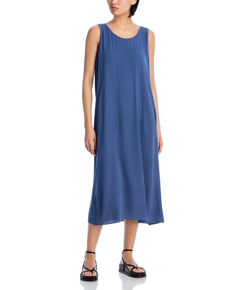 Eileen Fisher Silk Scoop Neck Midi Dress