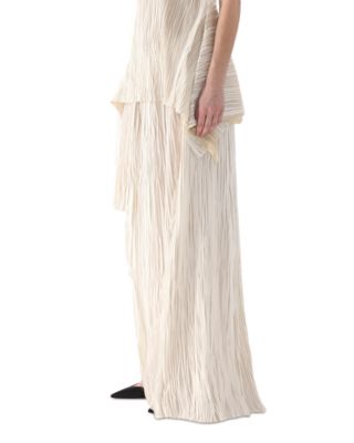 Bicolor Pleated Asymmetrical Maxi Skirt