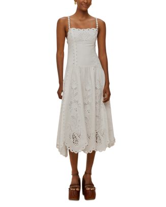 knee length dresses for ladies Palm Tree Eyelet Blush Pink Sleeveless Midi Dress main image 0