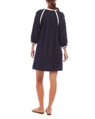 Embroidered Tassel Tie Peasant Dress