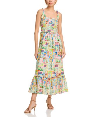 Summer Print Smocked Midi Dress - Exclusive 