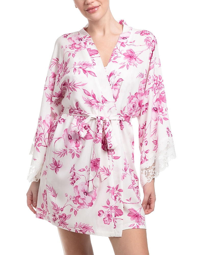 In Bloom By Jonquil Floral Lace Cuff Challis Wrap Robe