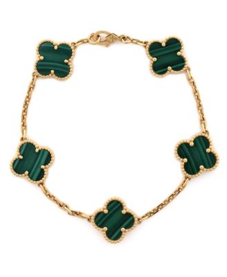 Vintage Alhambra 5 Motifs Bracelet 18K Gold and Malachite