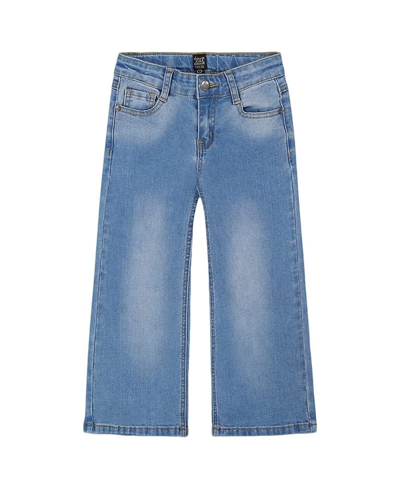Deux Par Deux Little Girl's Wide Leg Jeans Denim Blue In Denim Blue