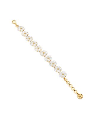 Mermaid Garden Mother Of Pearl Flower Flex Bracelet in 18K Gold Plated