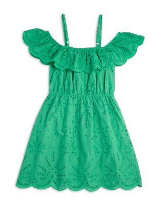 Girls' Off-Shoulder Eyelet Scalloped Dress, Little Kid, Big Kid - Exclusive.