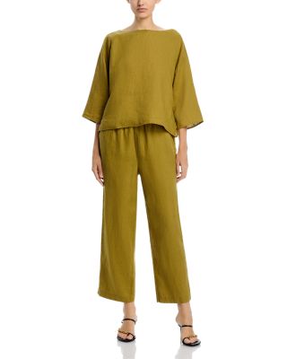 Linen Straight Leg Pull On Pants