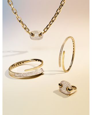 18K Yellow Gold Like Diamond Pav&eacute; Bypass Slim Bangle Bracelet - Exclusive, Italy Campaign