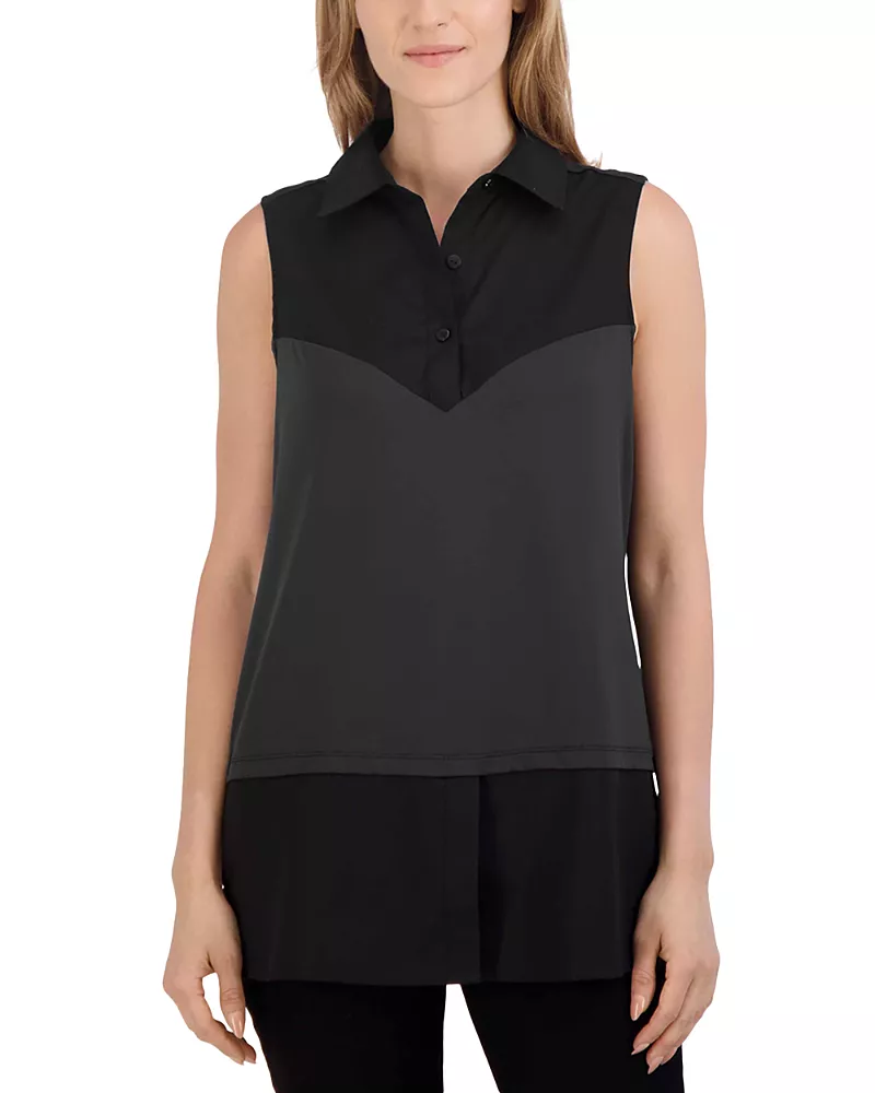 Foxcroft Sasha Mixed Media Top