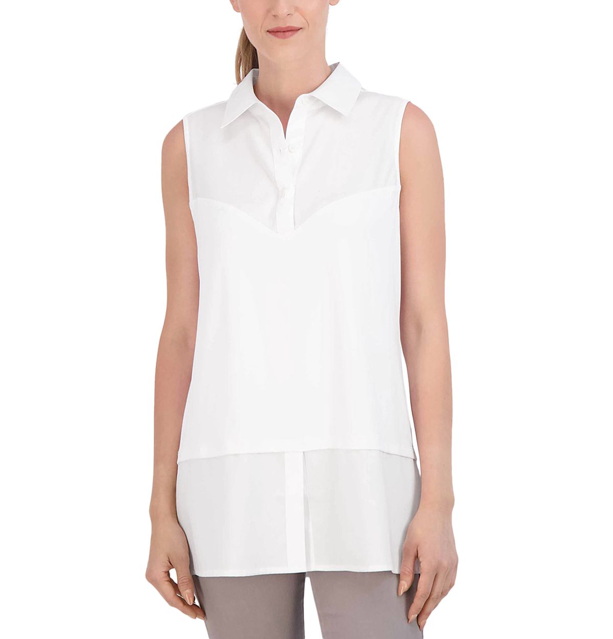 Foxcroft Sasha Mixed Media Top