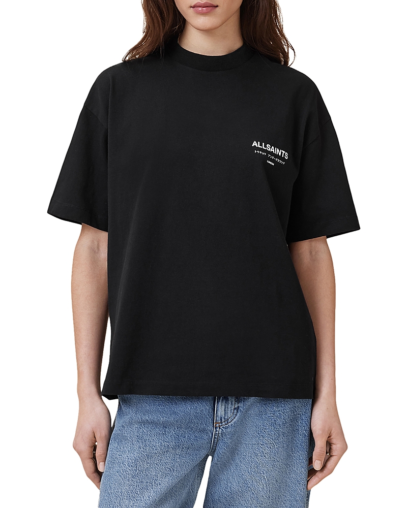 Allsaints Underground Etta Oversized T-shirt In Black