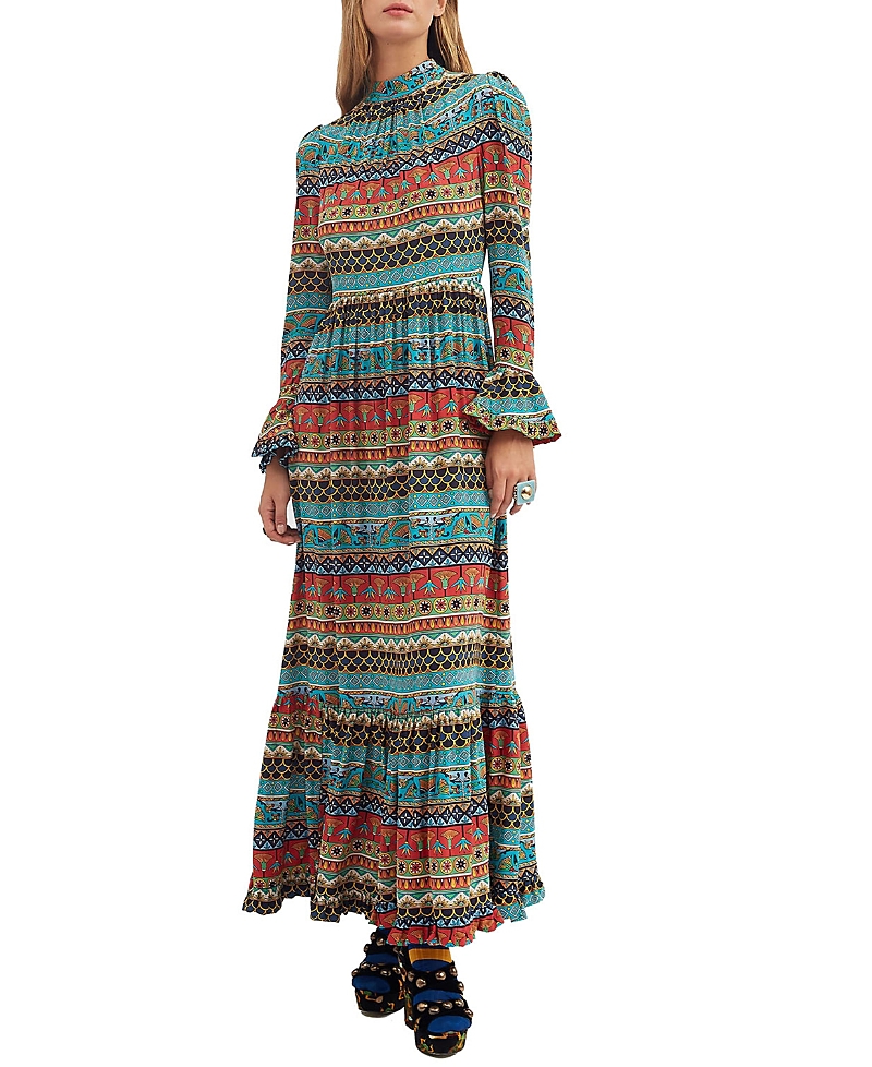 La Doublej La Double J Woman Maxi Dress Red Size L Silk In Giza Turquoise