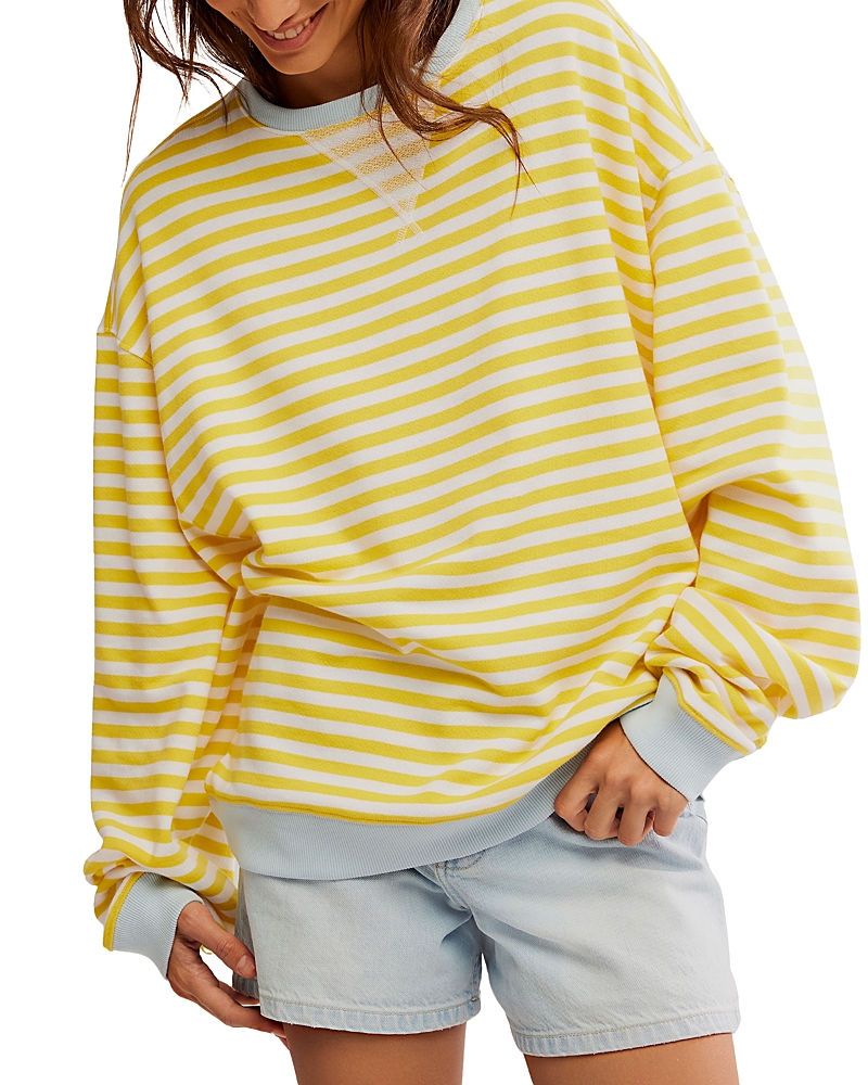 Free People Cotton Striped Long Sleeve Tee
