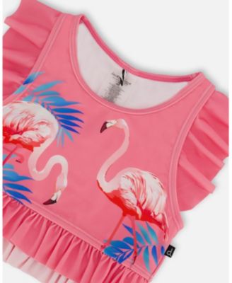 Girls' Printed Two-Piece Swimsuit with Frills - Big Kid
