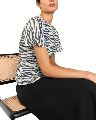 Feathered Tiger Shirred Blouse