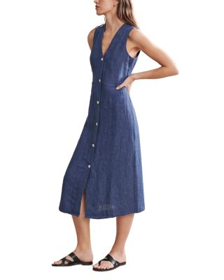 Callan Linen Button Front Midi Dress