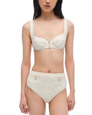 SIMKHAI - Klara Tweed Balconette Bikini Top & Diana High Waisted Tweed Bikini Bottom