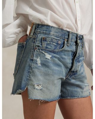 Mid Rise Denim Shorts