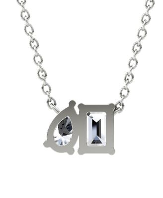 Toi et Moi Necklace in 14K Gold, 0.75 tcw Emerald & Pear Lab Created Diamonds