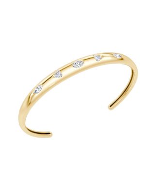 Petite Slim Bangle in 14K Gold, 0.95ctw Oval & Trillion & Marquise Lab Created Diamonds
