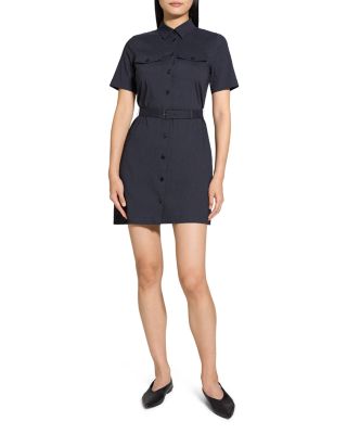 Linen Blend Military Mini Dress