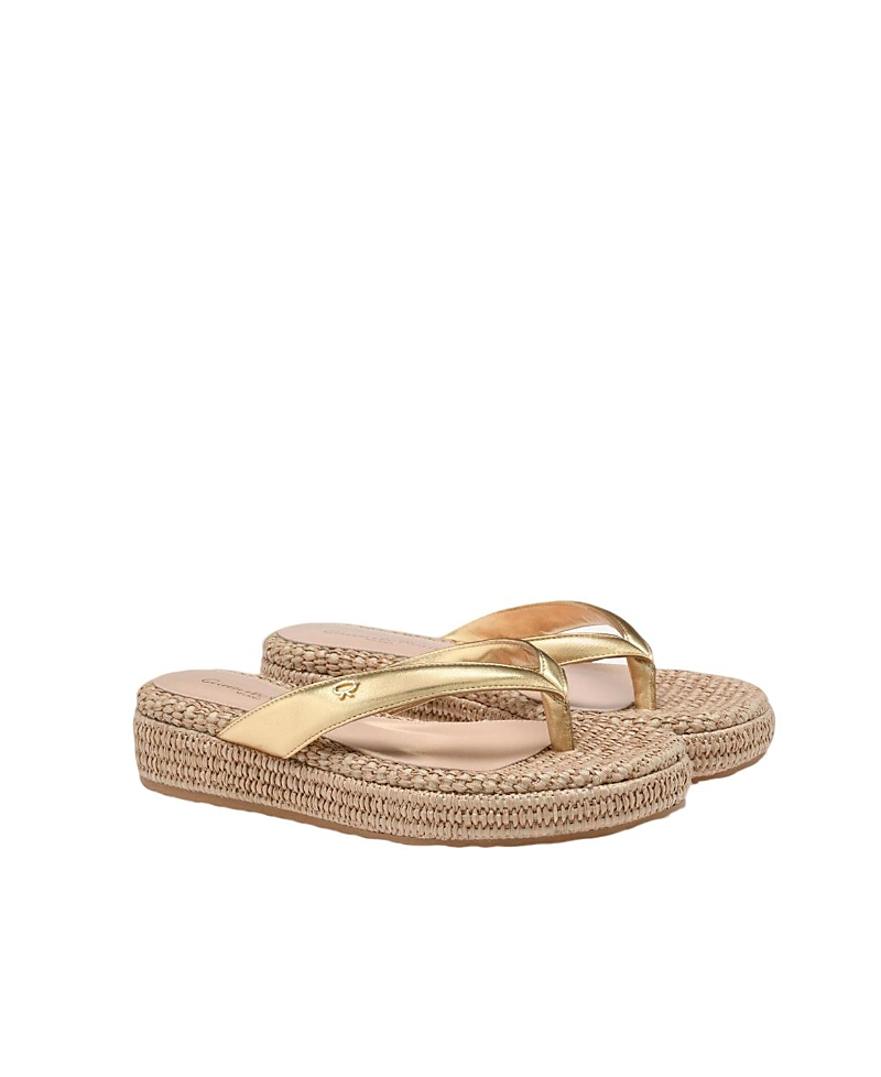 Gianvito Rossi Leather Platform Espadrille Thong Sandals