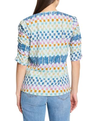 Painted Blocked Ruched Sleeve Top