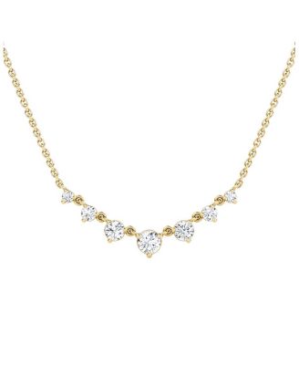 Petite Linked Tennis Necklace in 14K White Gold and 14K Yellow Gold, 0.48ctw Round Brilliant Lab Created Diamonds