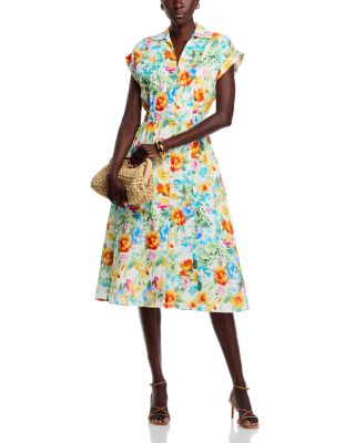 Smocked Waist Floral Print Dress