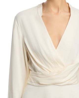 Dimkai Surplice Long Sleeve Mini Dress