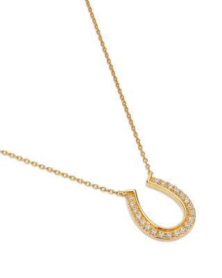 Diamond Horseshoe Pendant Necklace in 14K Yellow Gold, 0.25 tcw