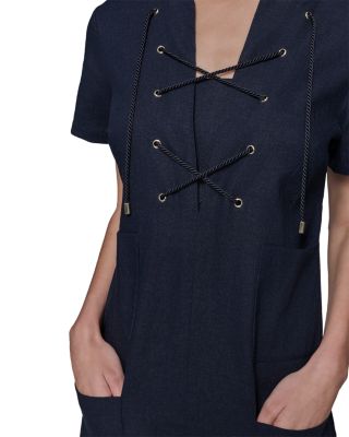 Linen Blend A Line Dress