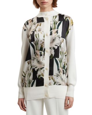 Ted Baker - Belviaa Printed Woven Front Cardigan