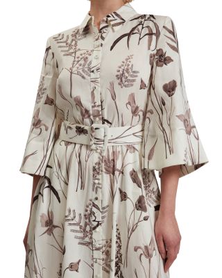 Luwisa Linen Silk Pleated Midi Dress