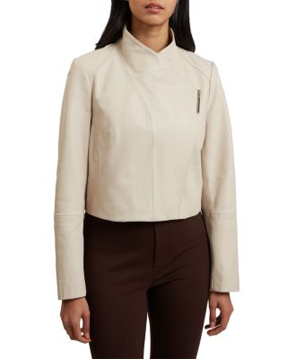 Riyoze Leather Cropped Wrap Jacket