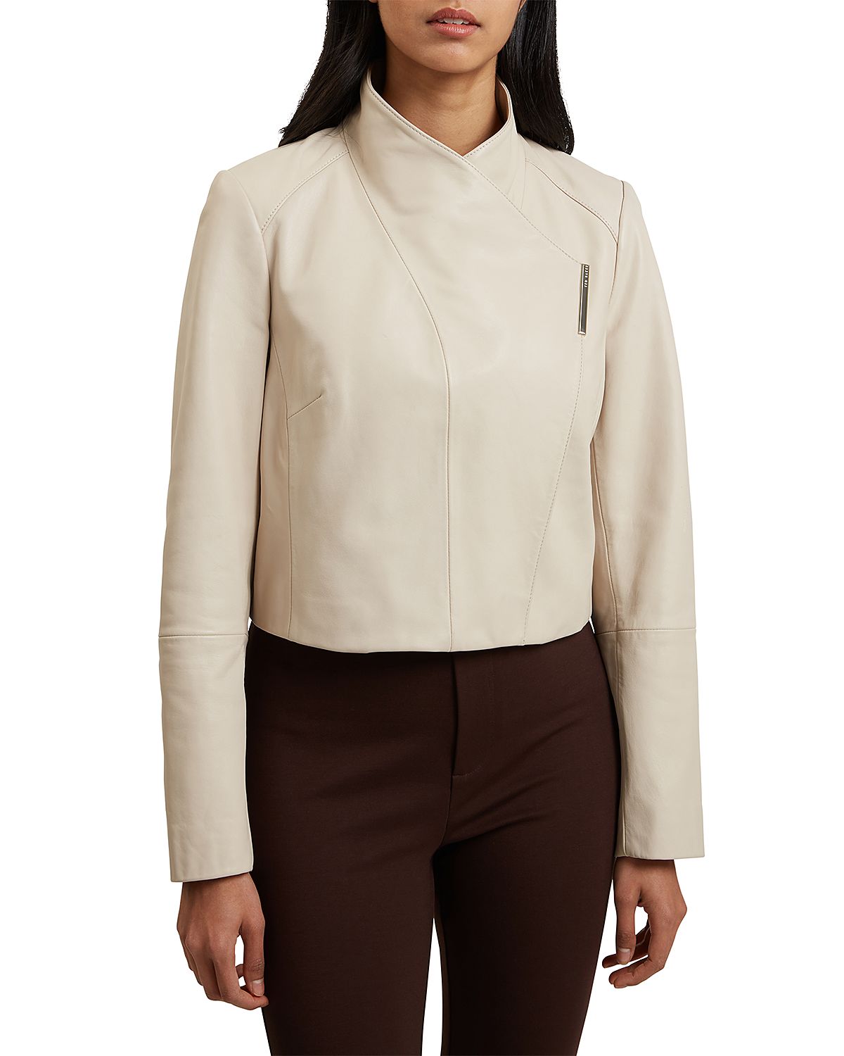 Ted Baker Riyoze Leather Cropped Wrap Jacket